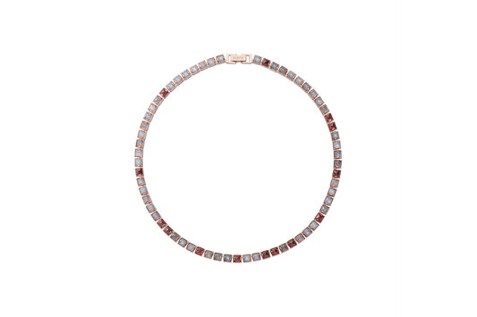 Arc Necklace_SV925 × Gray Moon Stone × Garnet