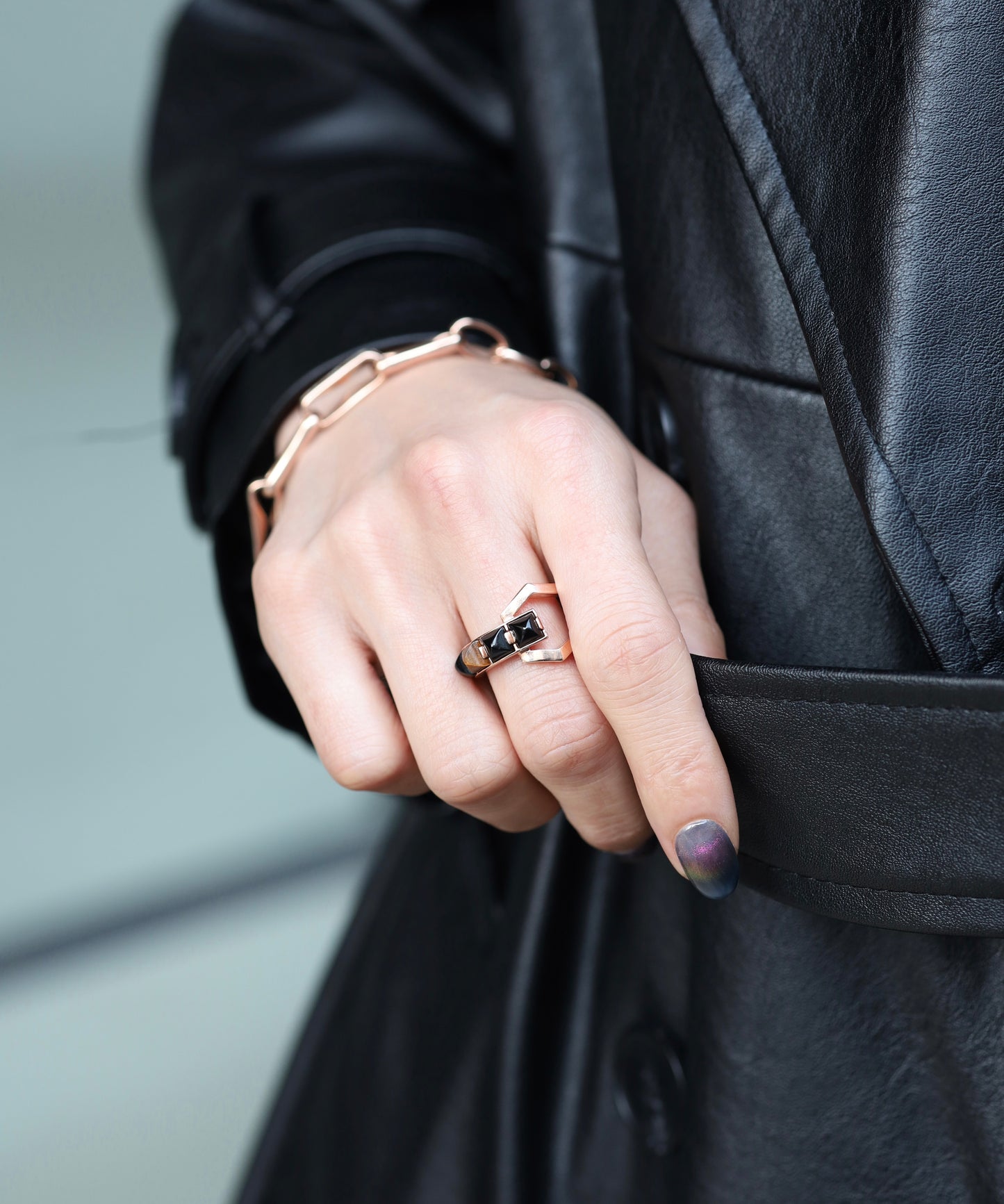 Arc Ring_SV925 × Black Onyx × Tiger Eye