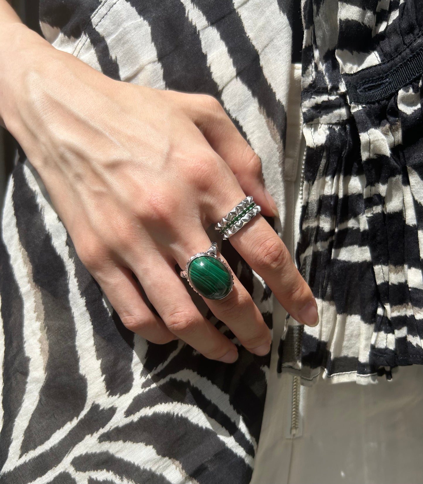 Rugged Tablet Ring_SV925 × Malachite