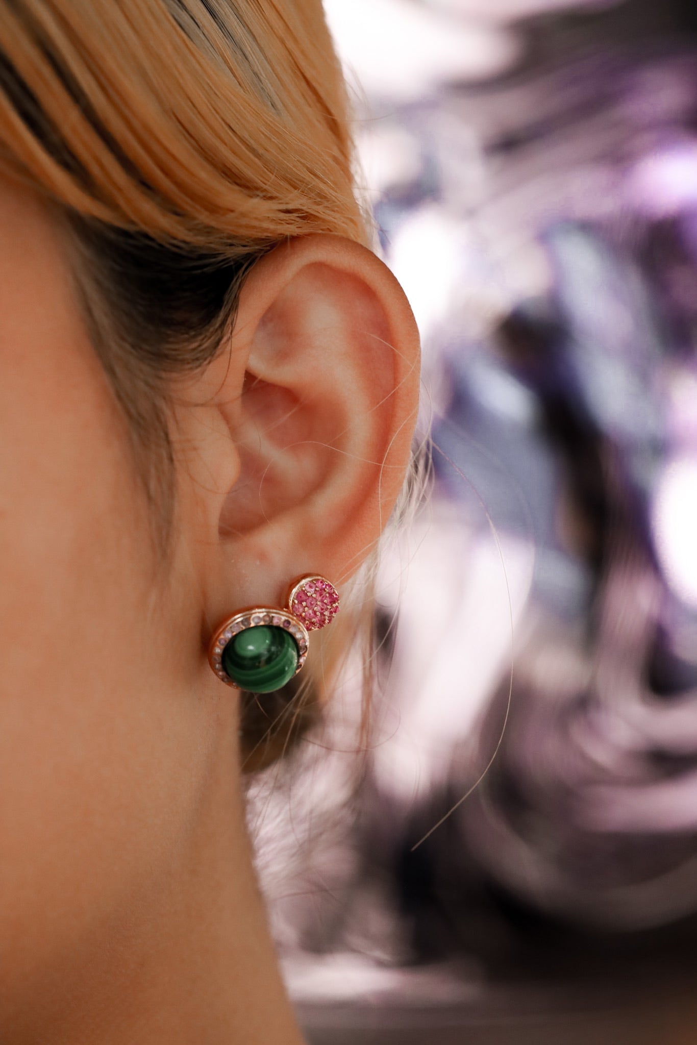 Cosmic Earring_SV925 × Pink Sapphire