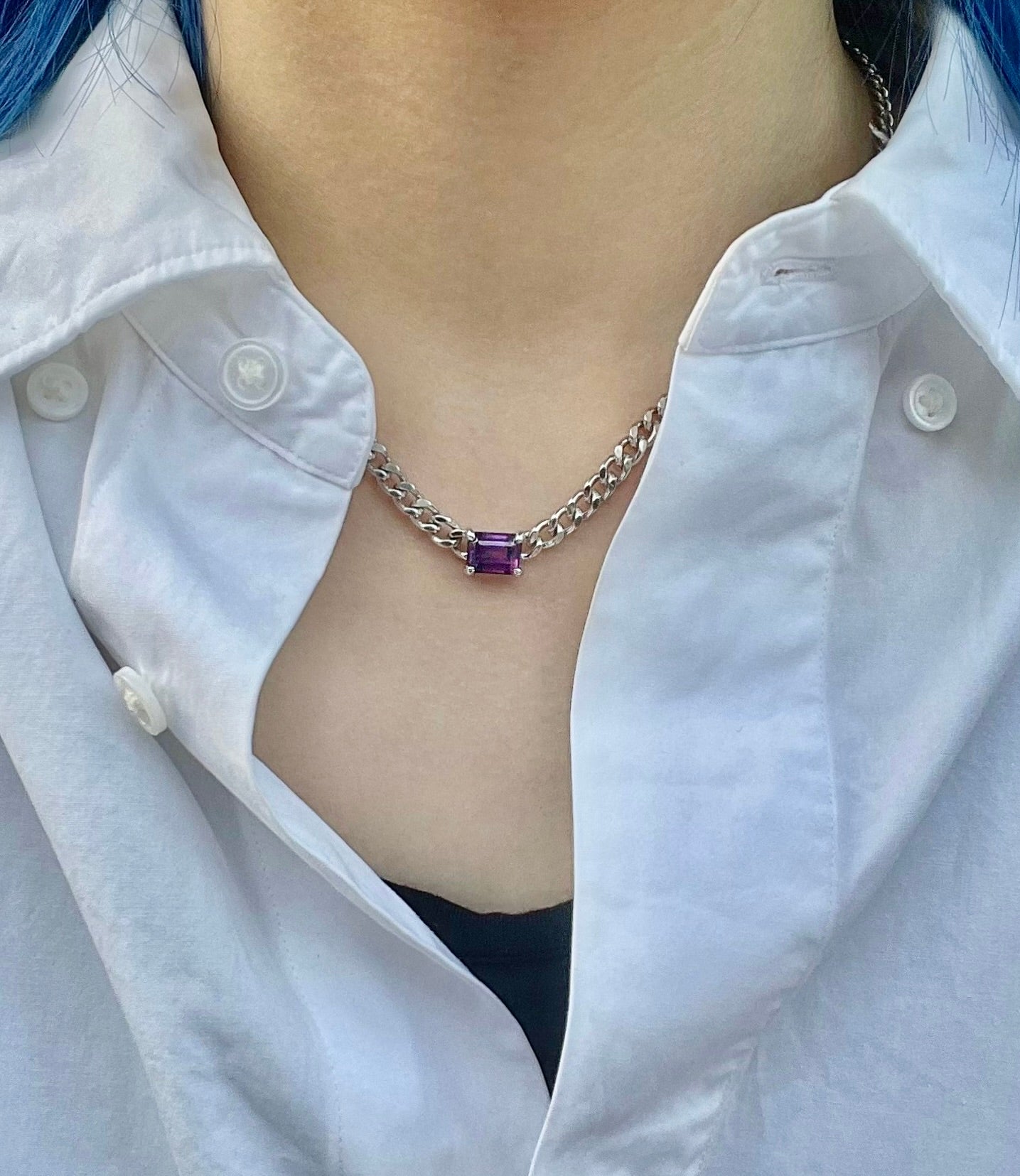 Incomplete Necklace_SV925 × Amethyst