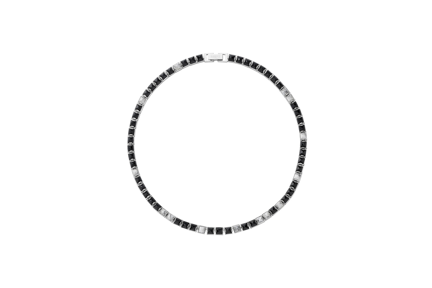 Arc Necklace_SV925 × Black Spinel × Howlite