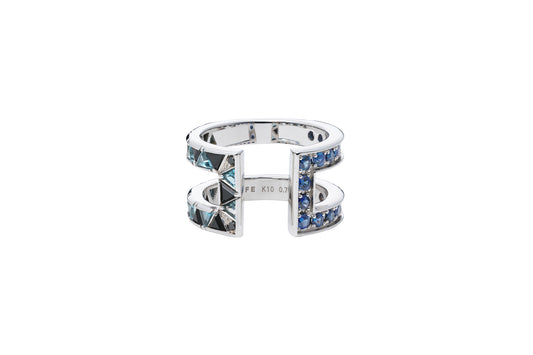 Protection Ring_WG × Blue Sapphire × Black Spinel × London Blue Topaz