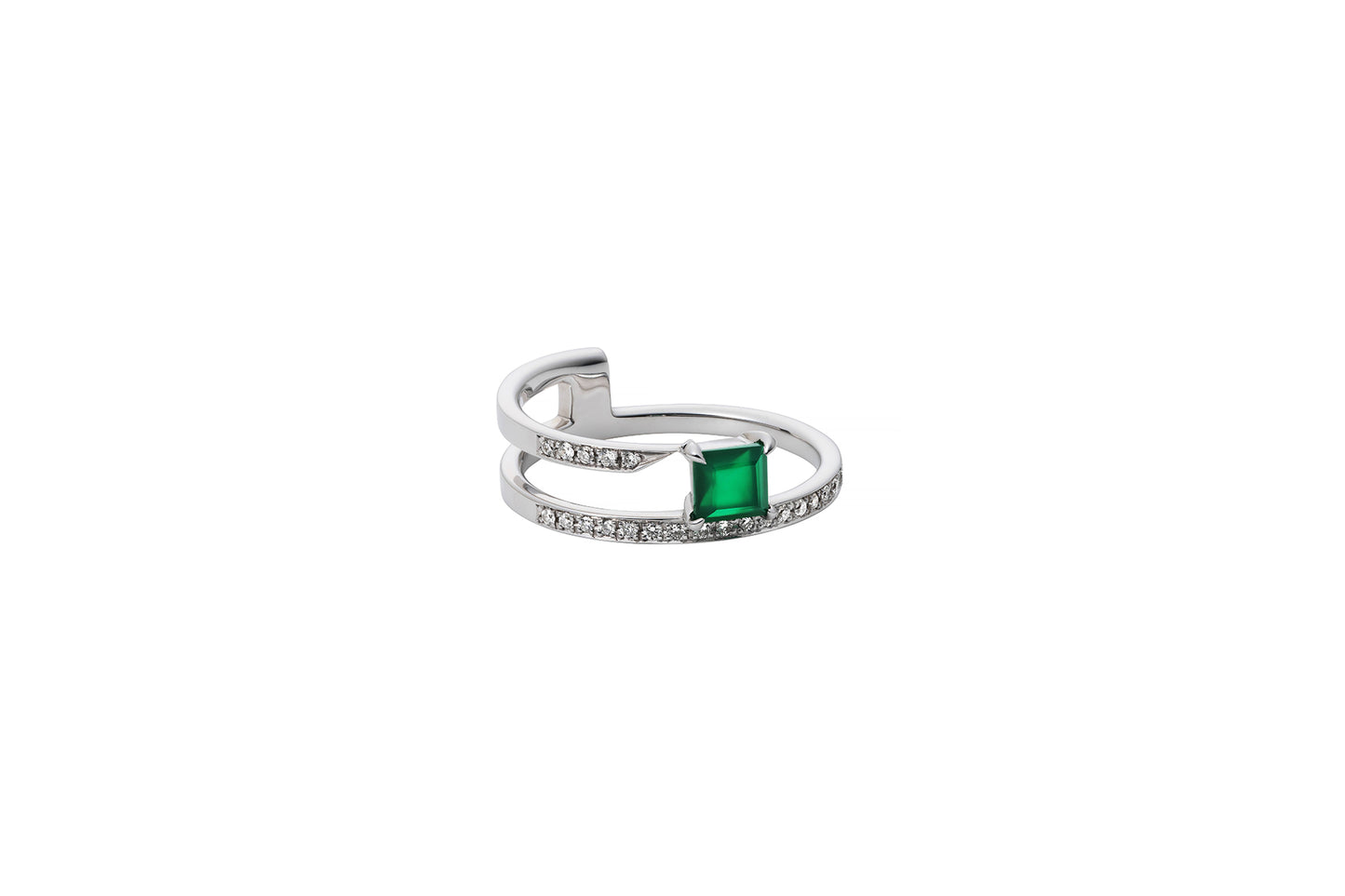Offset Ring_WG × Green Agate ×White Dia(optional)