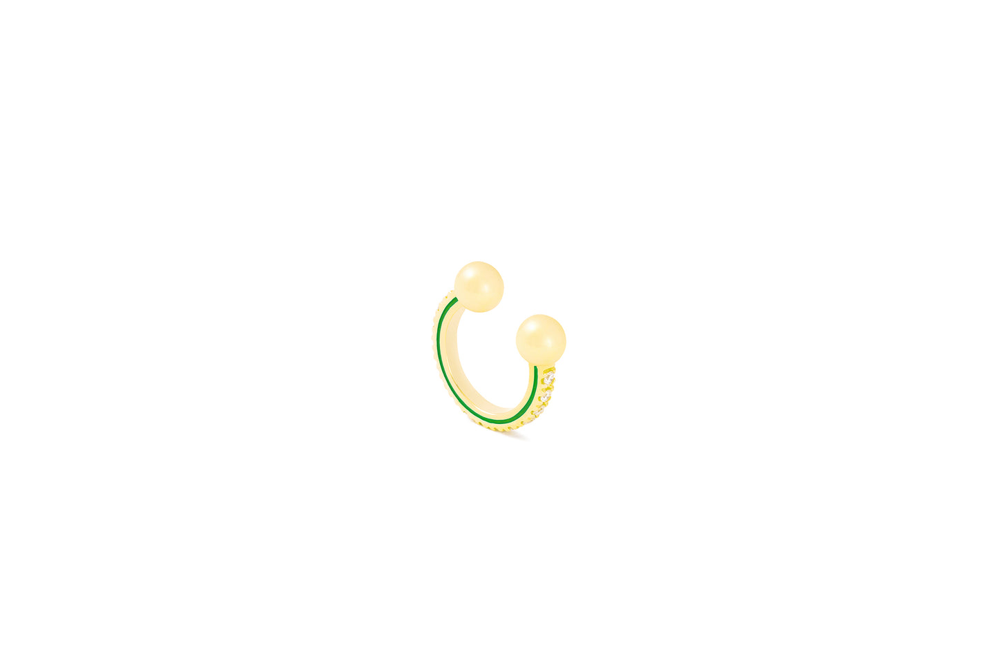 Comfy Ear Cuff_YG × White Dia 0.13ct × Green EPO